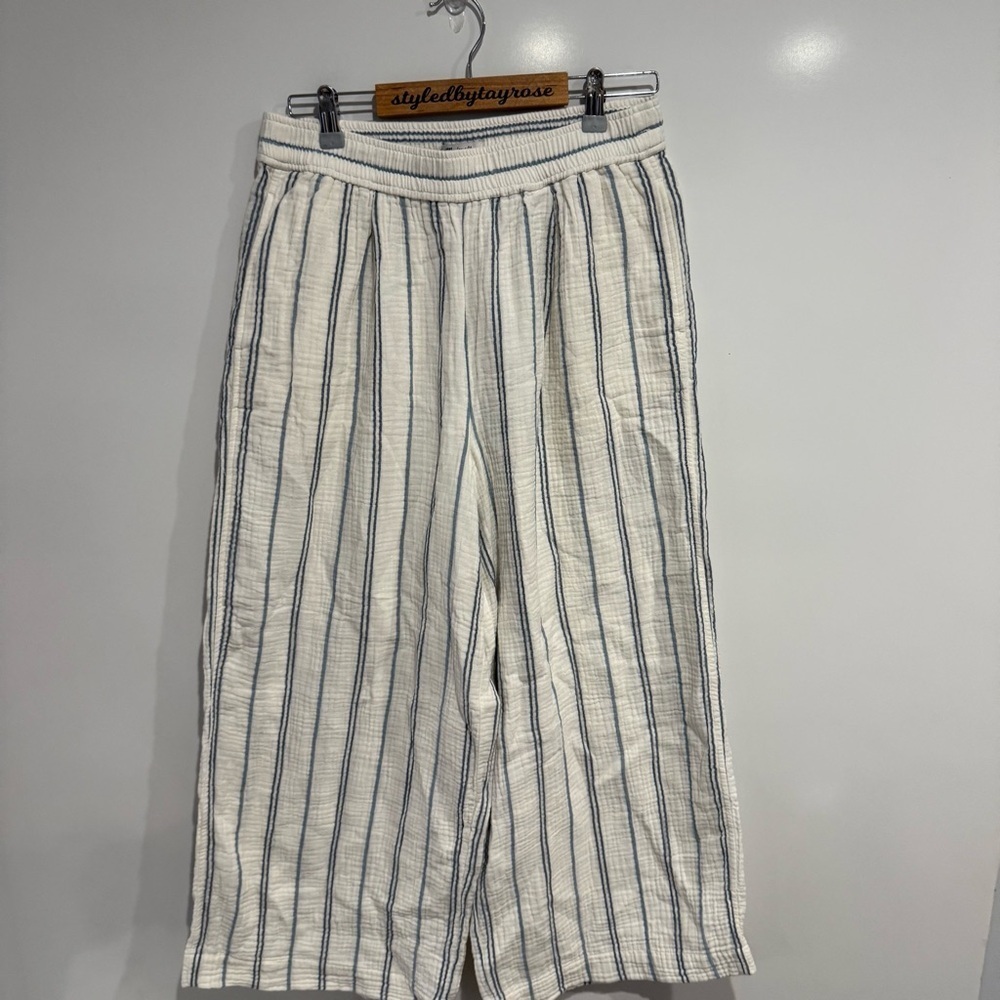 Madewell The Untailored Wide-Leg Crop Pant in Striped Lightspun - Picture 4 of 10